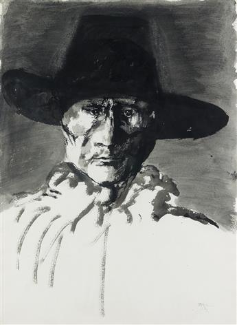 LEONARD BASKIN Study of a Man in a Tall Hat.